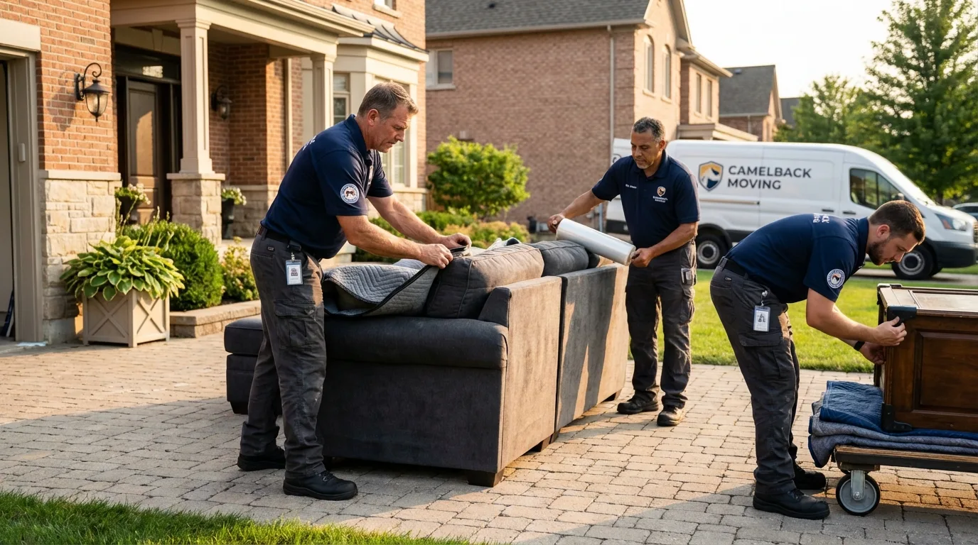 Large estate moving crew wrapping furniture in Elk Point, SD